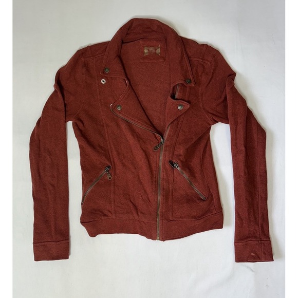 Ruff Hewn Sweaters - Ruff Hewn Small Burgundy Cardigan Sweater Pockets Offset Snaps Zipper Front